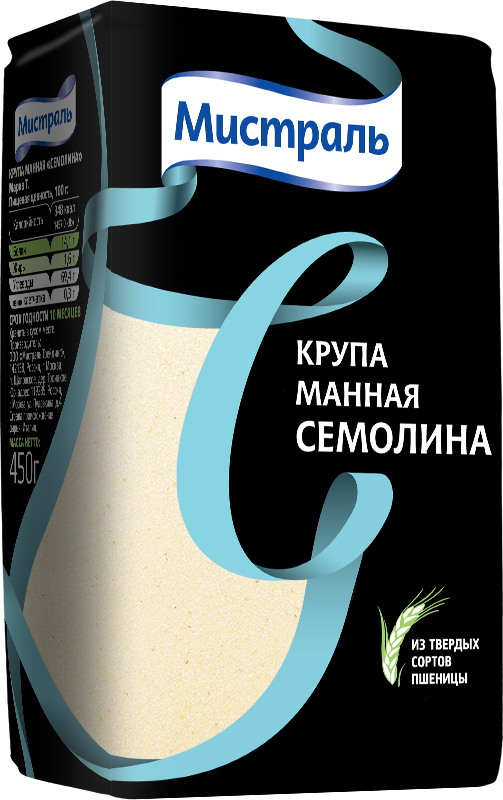 Крупа Мистраль манная из твердых сортов пшеницы Семолина, 450 г.