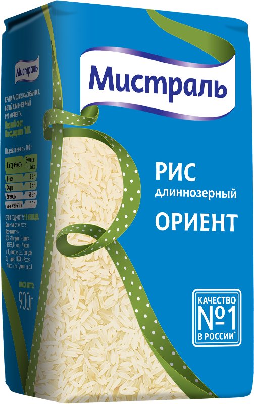 Рис Мистраль белый длиннозерный Ориент, 900 г.