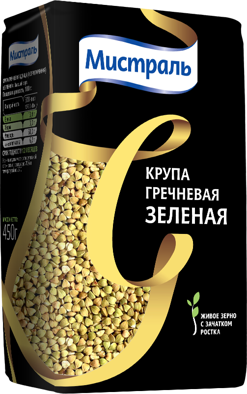 Крупа Мистраль гречневая Зеленая, 450 г.