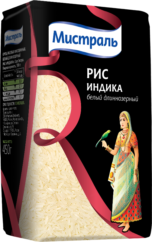 Рис Мистраль белый длиннозерный Индика, 1 кг.