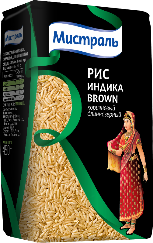 Рис Мистраль коричневый длиннозерный Индика Brown, 1 кг.